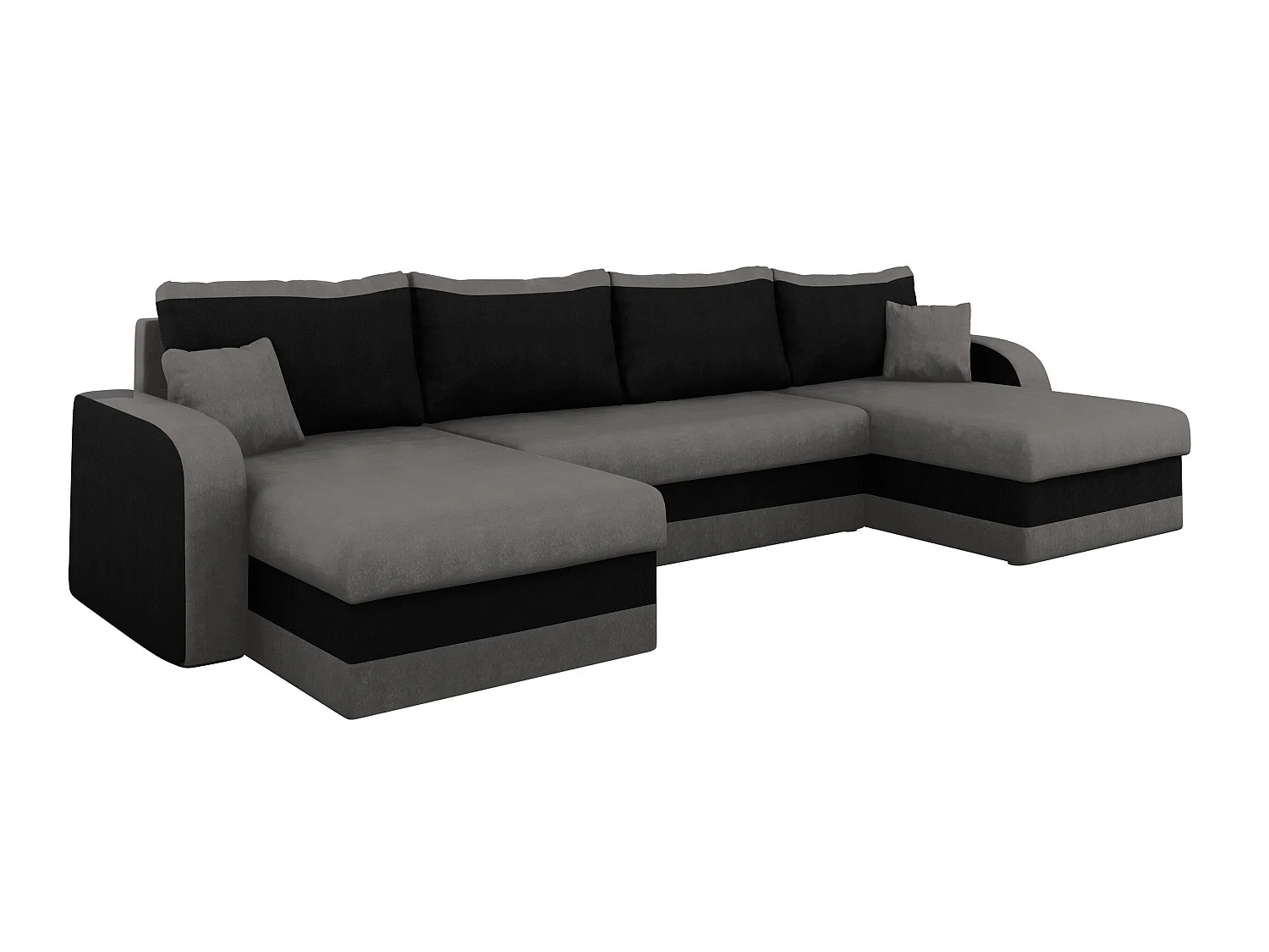 Canapé d'angle convertible 3 places en tissu noir