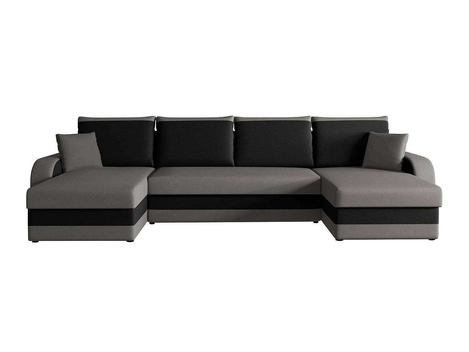 Canapé d'angle convertible 3 places en tissu noir