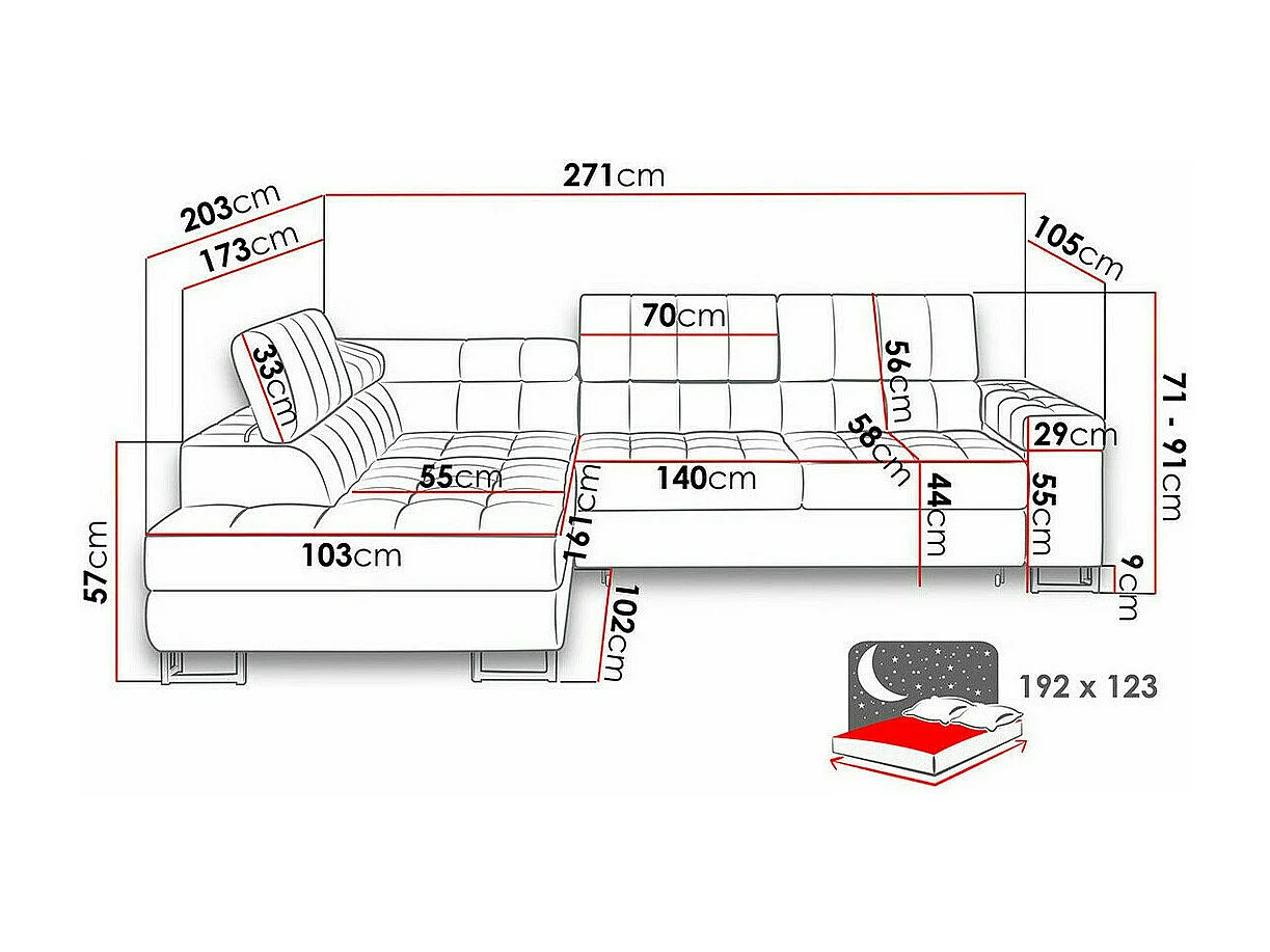 Sofá rinconero Comfivo 247, Rosa, Función de descanso, Almacenaje, 271x203x71cm