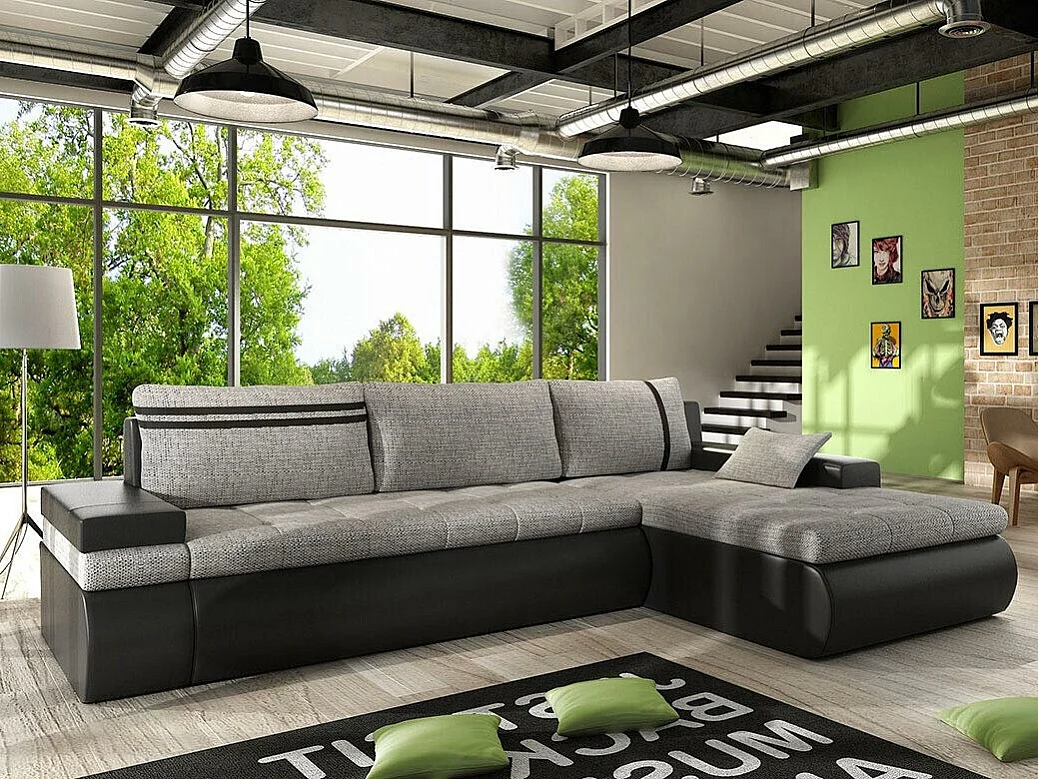 Sofá rinconero Temple 100, Gris, Función de descanso, Almacenaje, 300x182x90cm