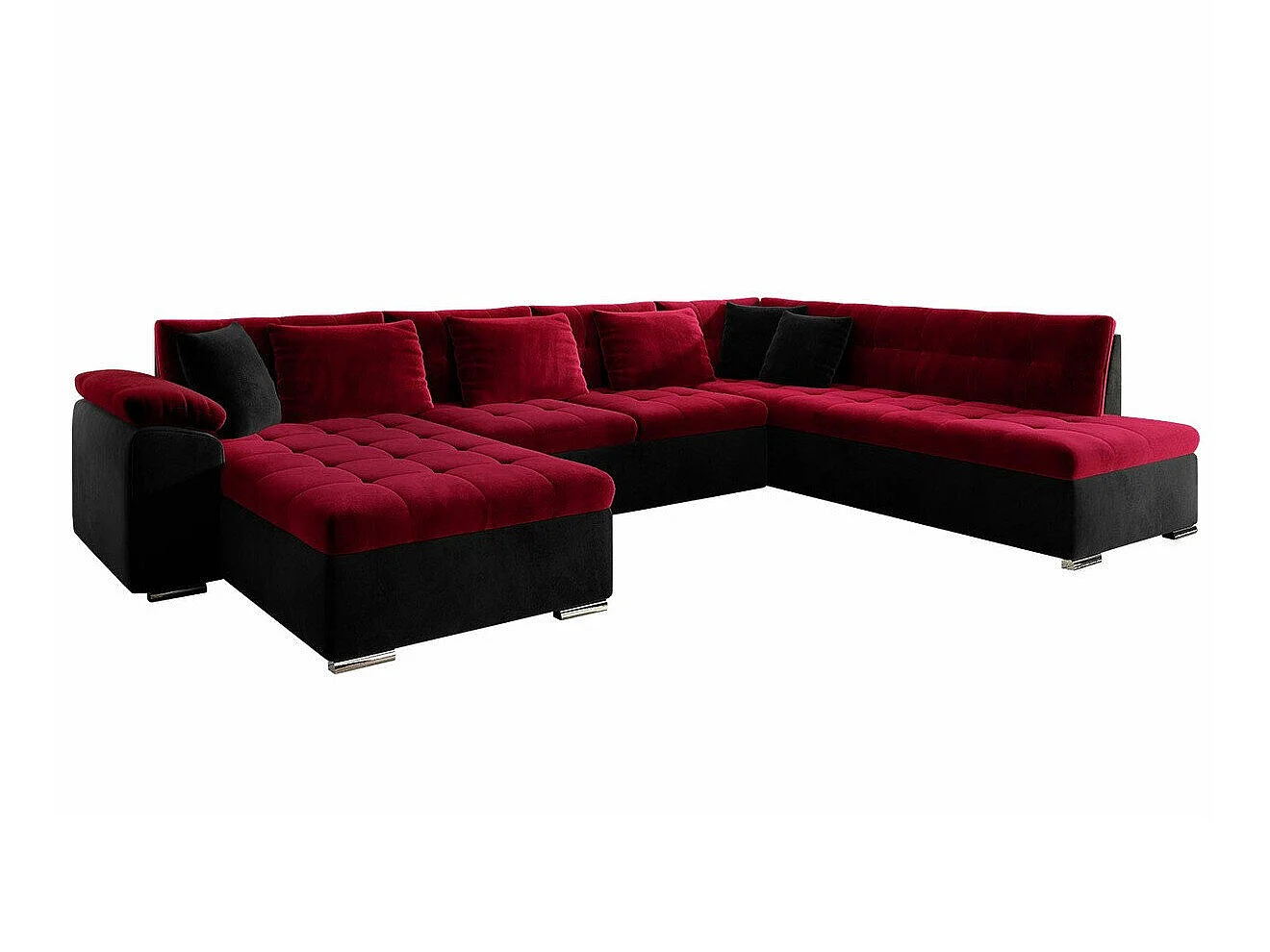 Sofá rinconero Comfivo Gemma II, Rojo, Función de descanso, Almacenaje