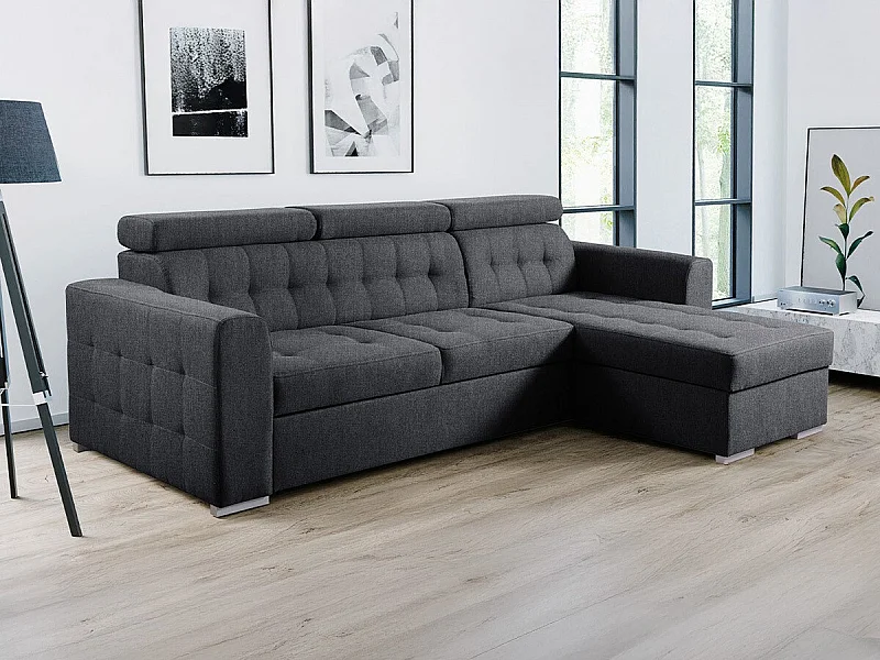 Canapé d'angle Temple 123, Gris, Disponible, 265x175x87cm