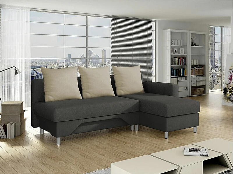 Canapé d'angle Akron 100, Marron, Disponible, 215x133x95cm