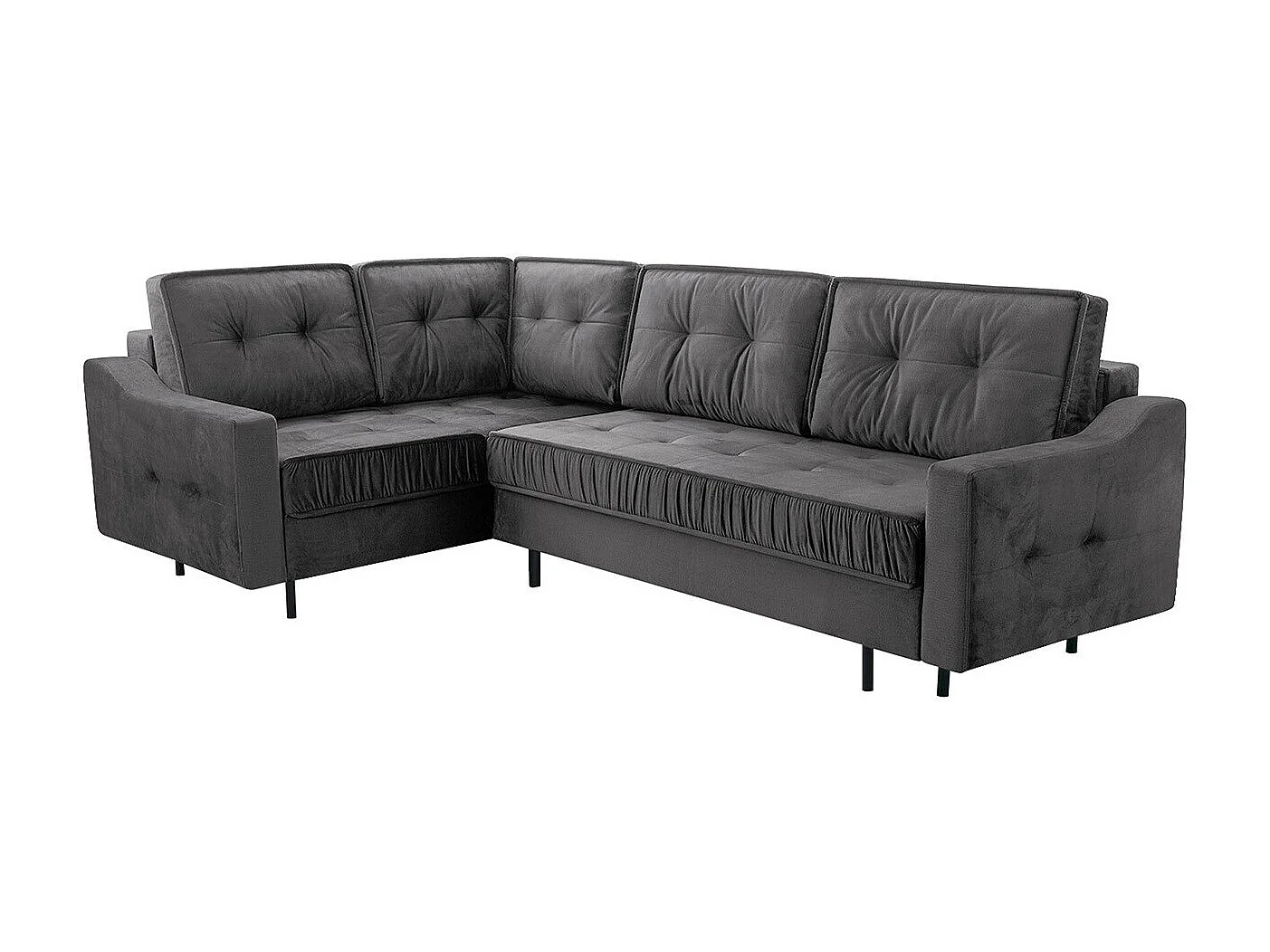 Canapé d'angle Kingsport 115, Gris, Fonction de couchage, Boîte de literie, 289x185x105cm