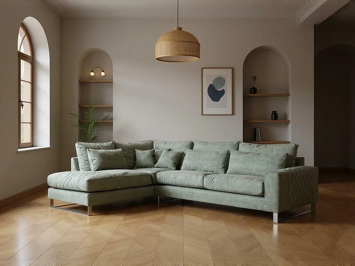 Canapé d'angle Kingsport 112, Gris, 314x224x90cm