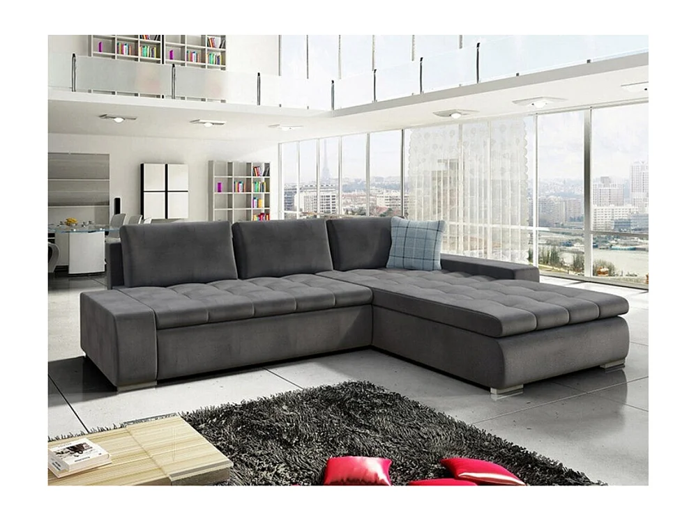 Canapé d'angle Comfivo 147, Gris, Fonction de couchage, Boîte de literie, 302x213x80cm
