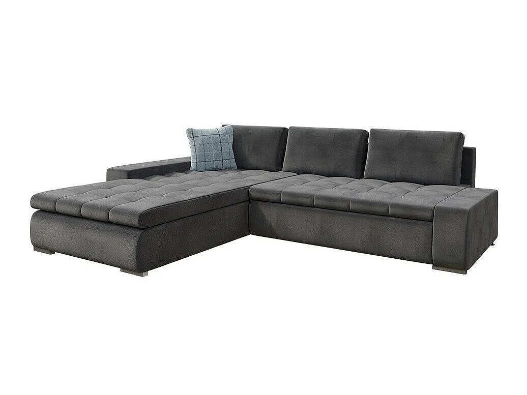 Canapé d'angle convertible 3 places en tissu gris