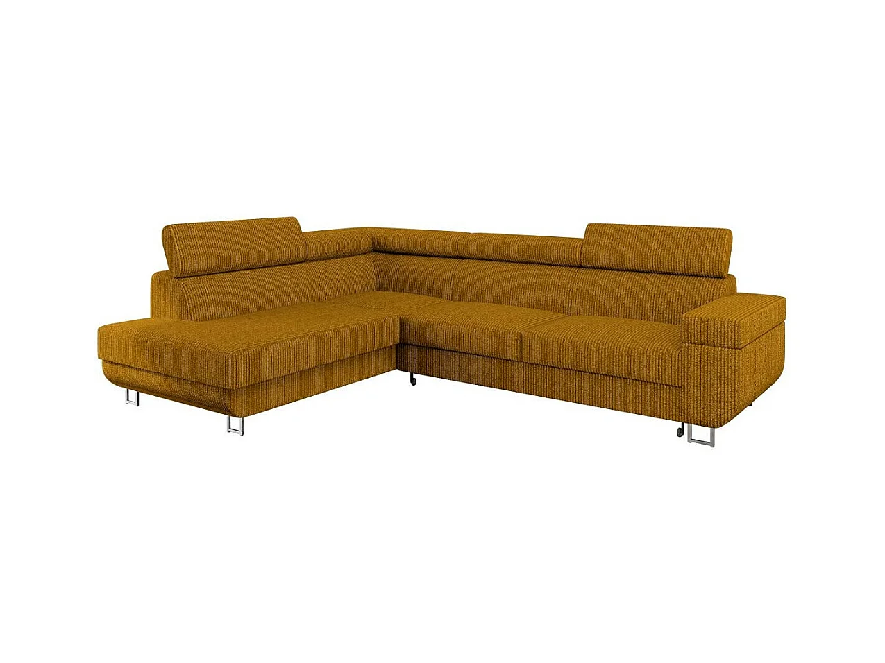 Ecksofa mit Schlaffunktion und Bettkasten - 253x188x71-86 cm - Poso 01 - Seite: Links - Fonti Cord