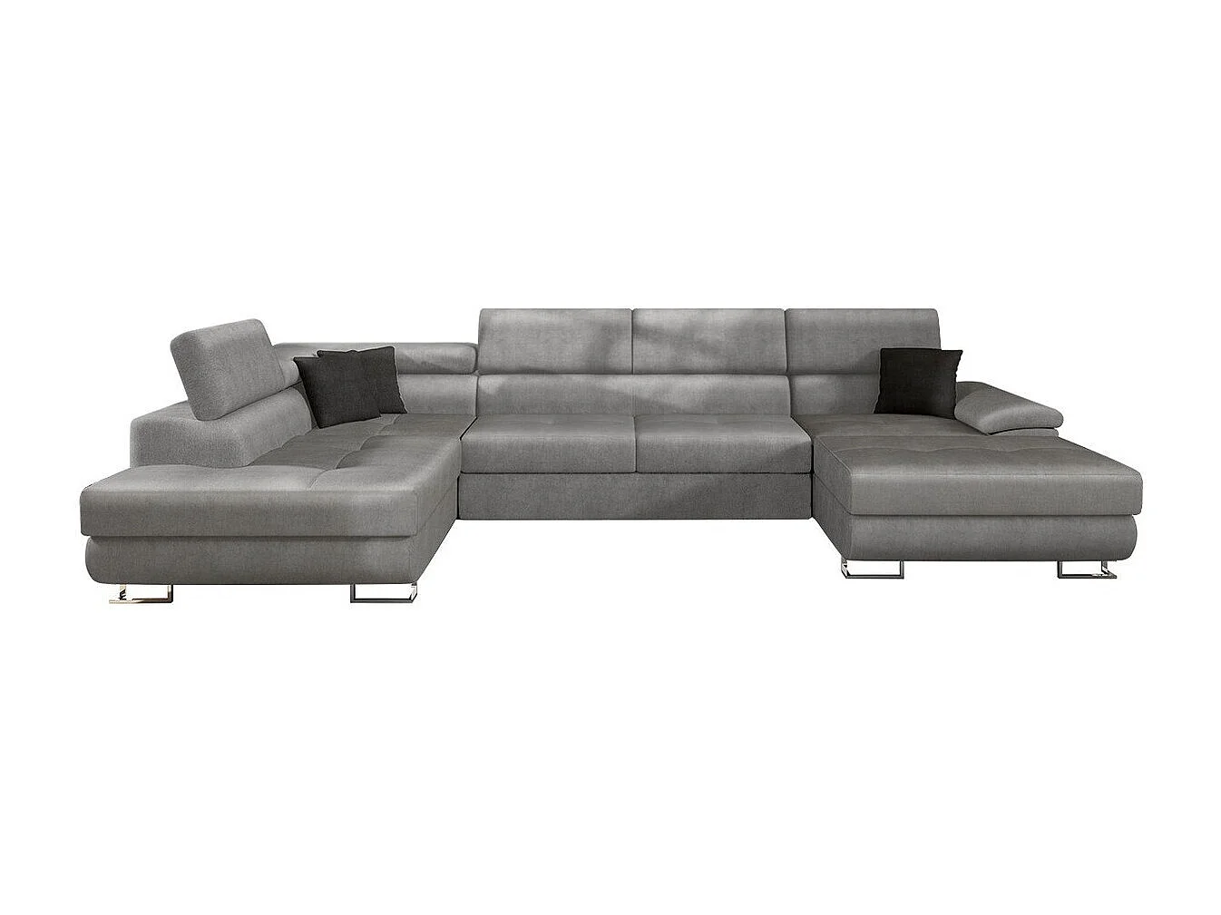 Sofá rinconero Comfivo 190, Gris, Función de descanso, Almacenaje, 345x202x71cm