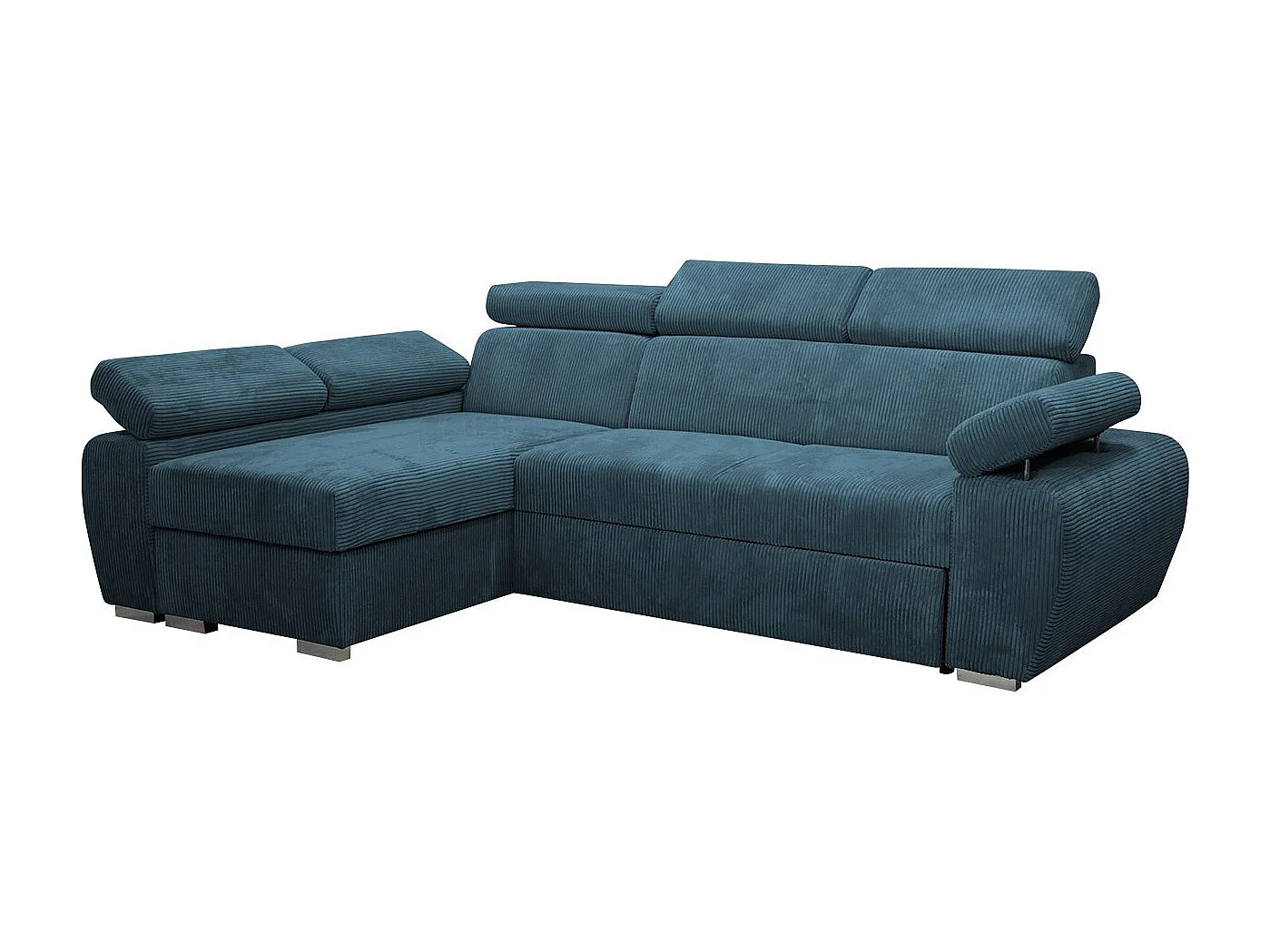 Sofá rinconero Columbus 192, Azul, Función de descanso, Almacenaje, 255x170x85cm