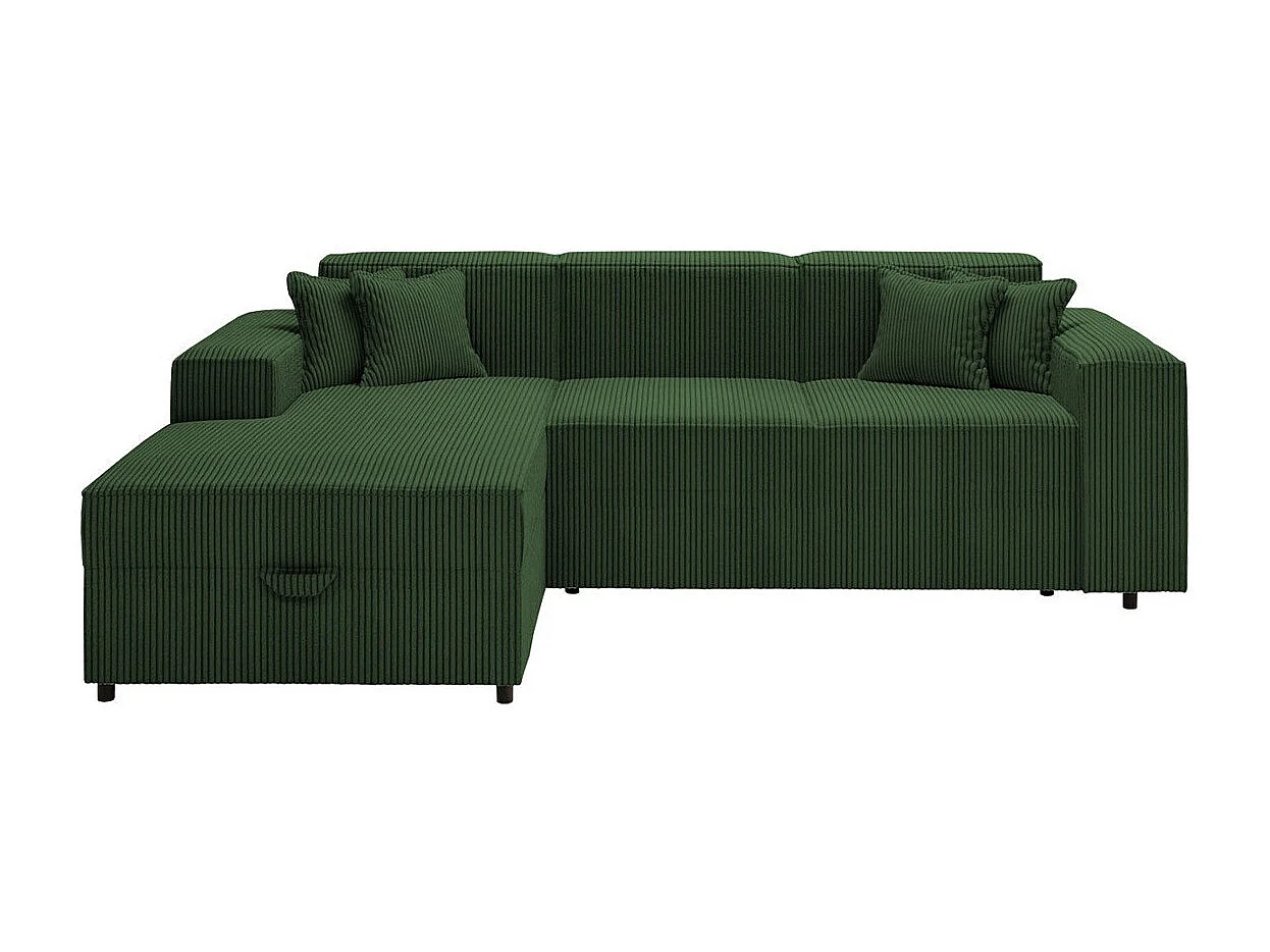 Sofá de canto Clovis 116, Verde, Funcionalidade de dormir, 25x17x8cm