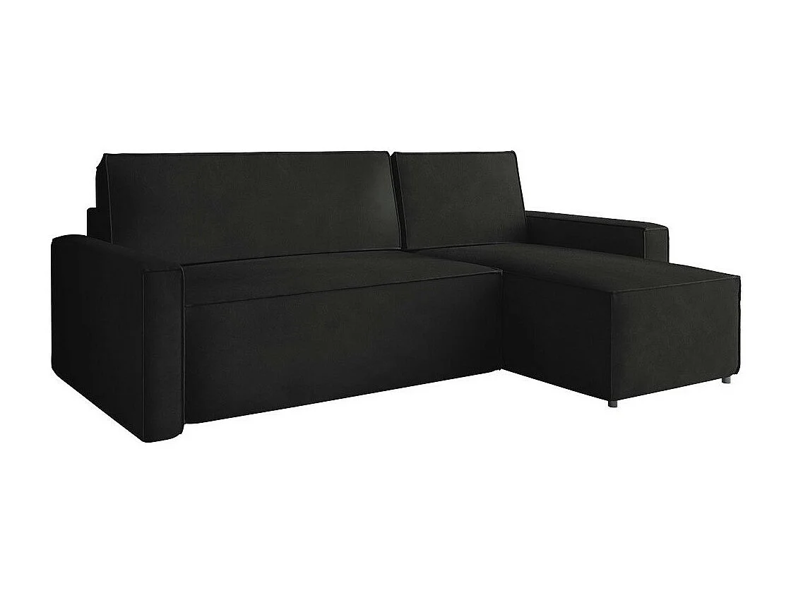 Sofá rinconero Stamford 108, Negro, Función de descanso, Caja de ropa de cama, 235x150cm