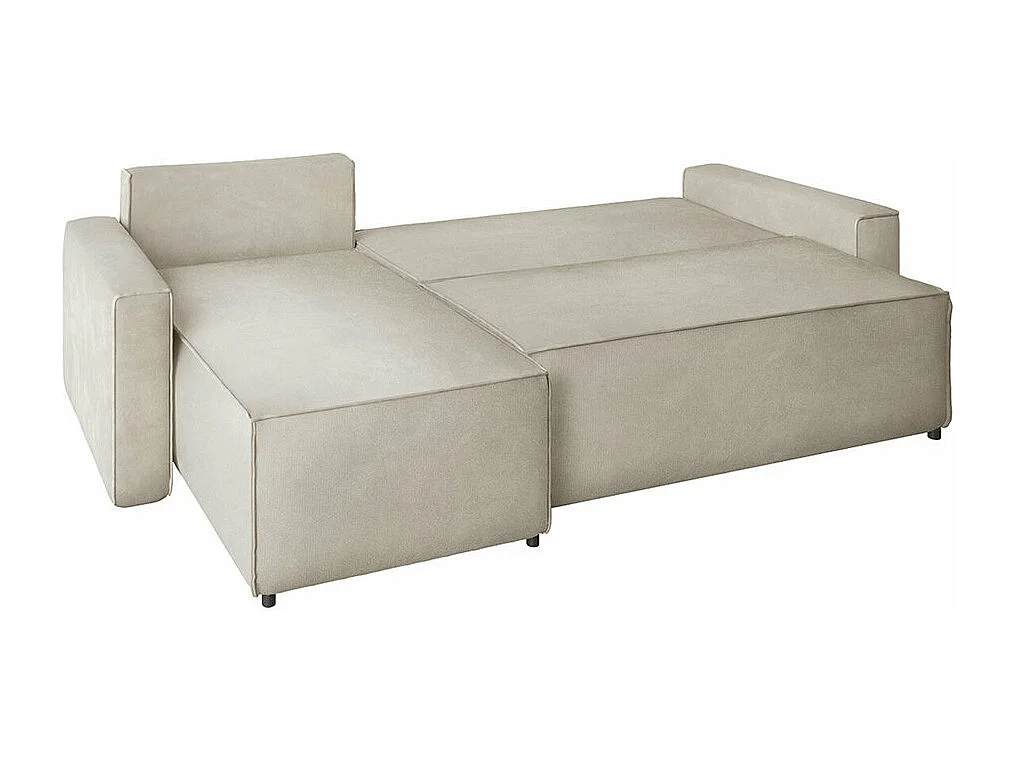 Sofá rinconero Stamford 108, Negro, Función de descanso, Caja de ropa de cama, 235x150cm