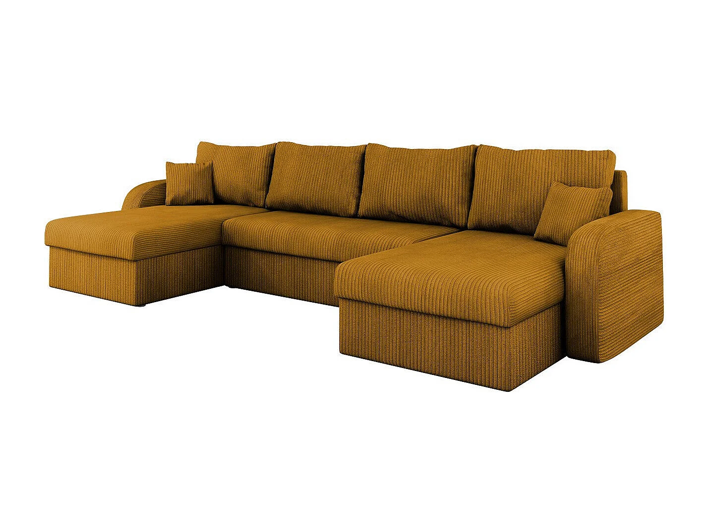 Sofá rinconero Comfivo 233, Amarillo, Función de descanso, Almacenaje, 304x140x80cm