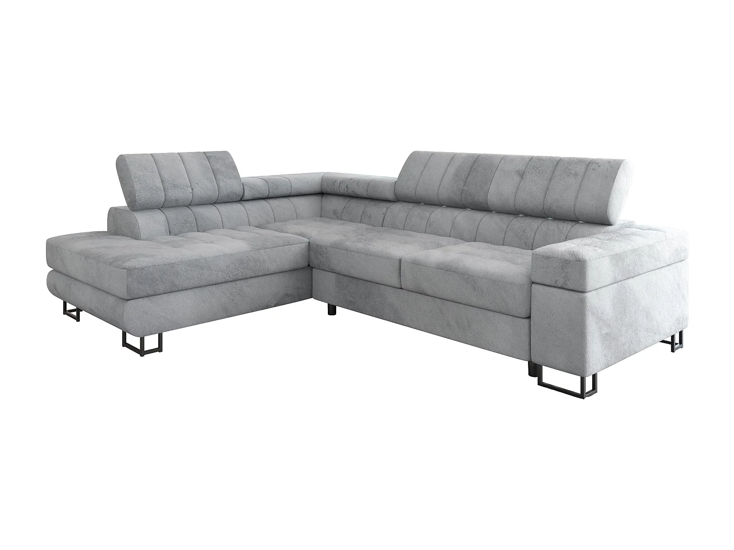 Canapé d'angle Comfivo 247, Gris, Fonction de couchage, Boîte de literie, 271x203x71cm