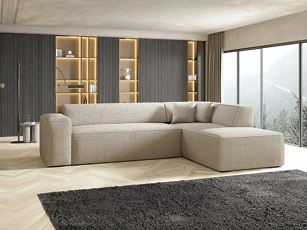 Sofá rinconero Comfivo 289, De color marrón claro, 267x205x73cm