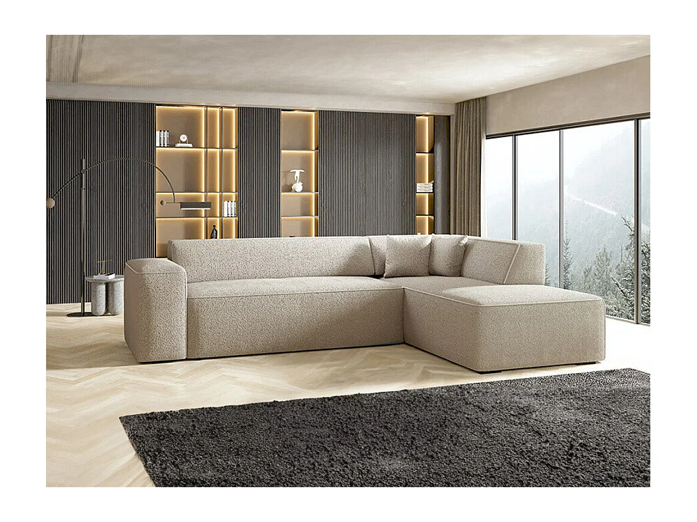Sofá rinconero Comfivo 289, De color marrón claro, 267x205x73cm