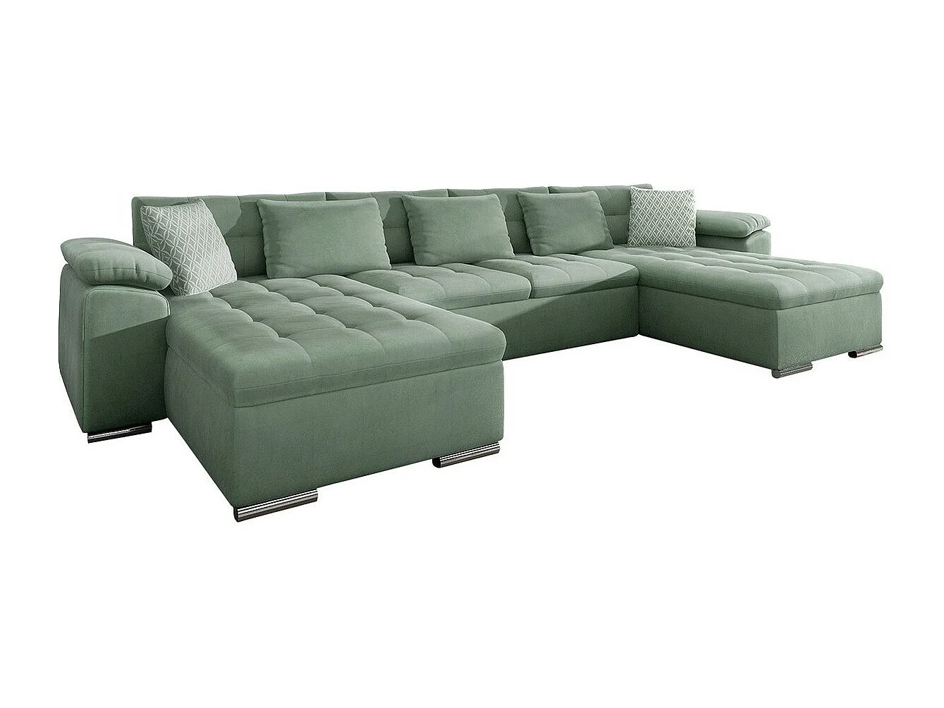 Canapé d'angle Comfivo 111, Turquoise, Fonction de couchage, 375x155x76cm