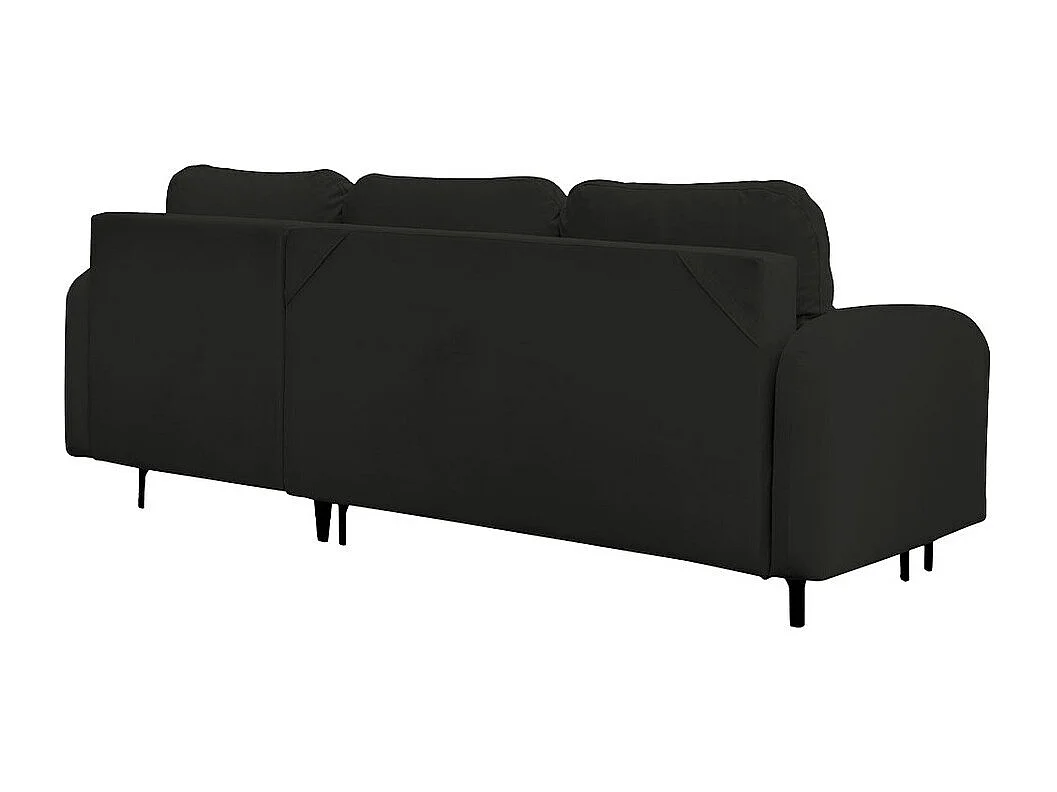 Canapé d'angle Torlua 103, Noir, Fonction de couchage, Boîte de literie, 225x172x96cm