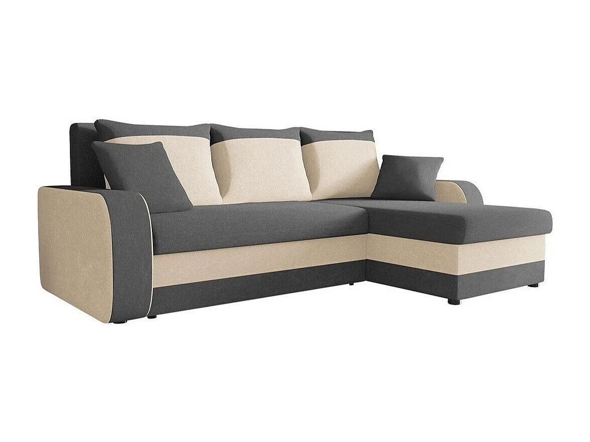 Canapé d'angle Comfivo 203, Gris, Fonction de couchage, Boîte de literie, 238x147x80cm