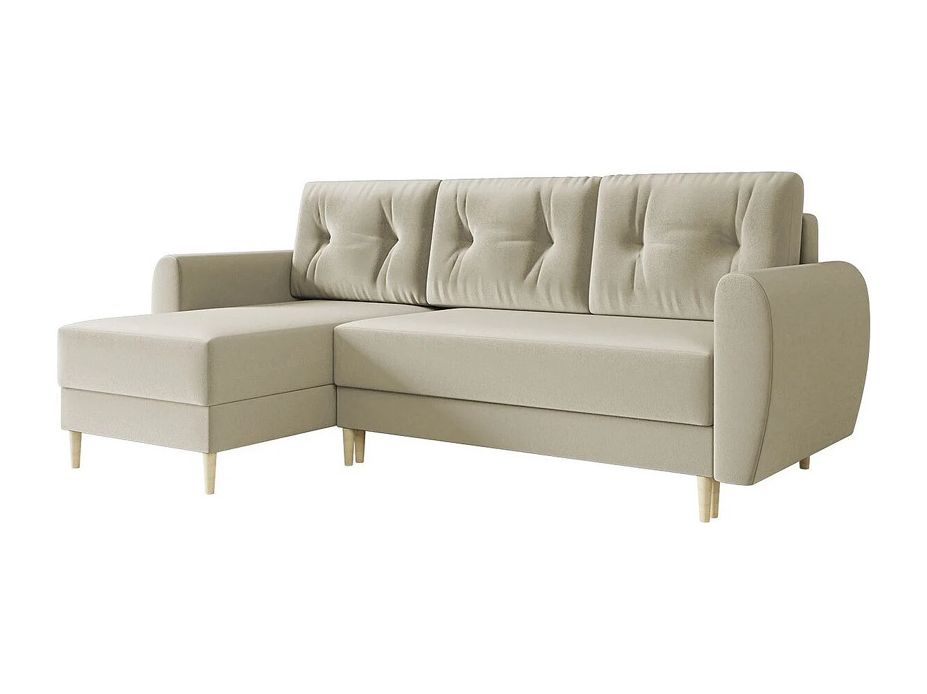 Sofá rinconero Memphis 109, De color marrón claro, Función de descanso, Almacenaje, 234cm