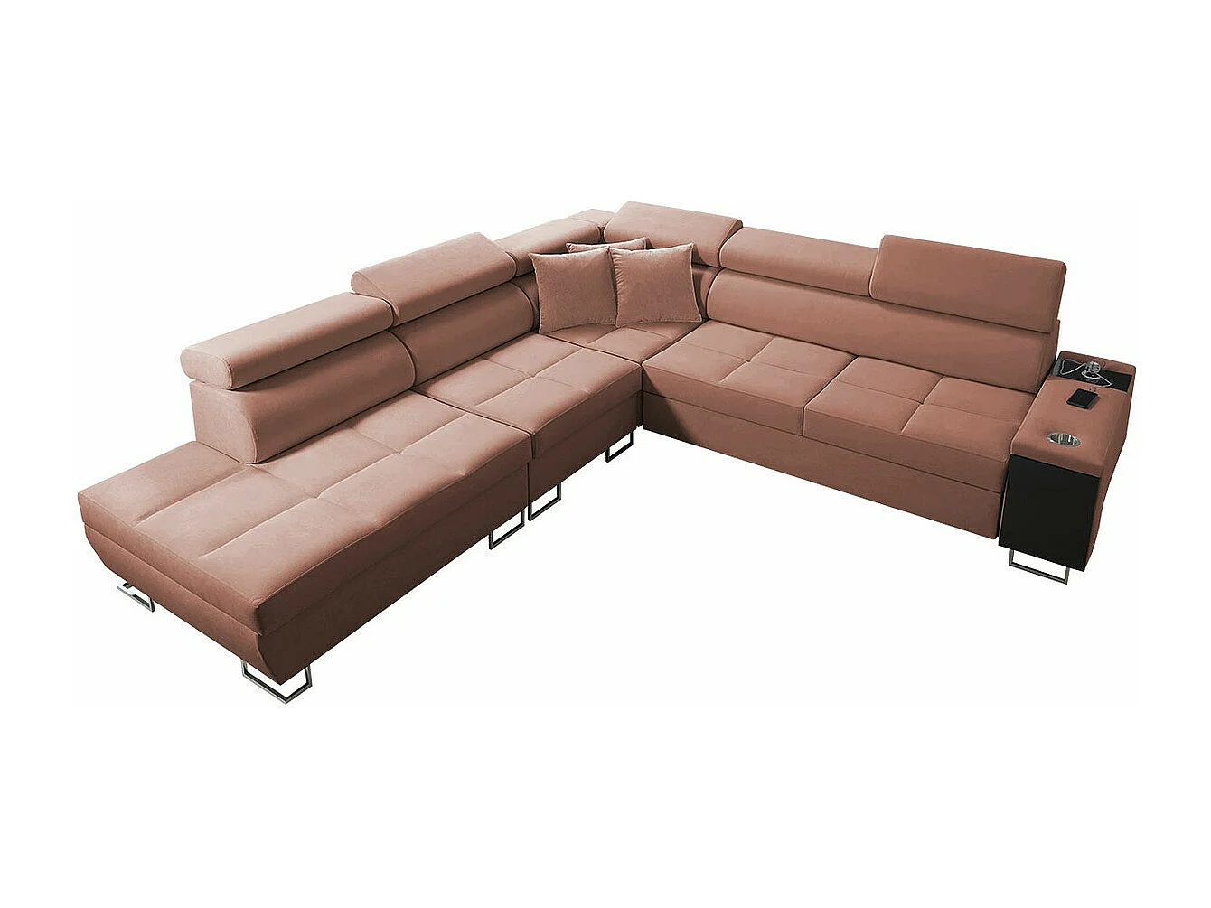 Canapé d'angle Sarasota 143, Rose, Fonction de couchage, Boîte de literie, 298x283x84cm