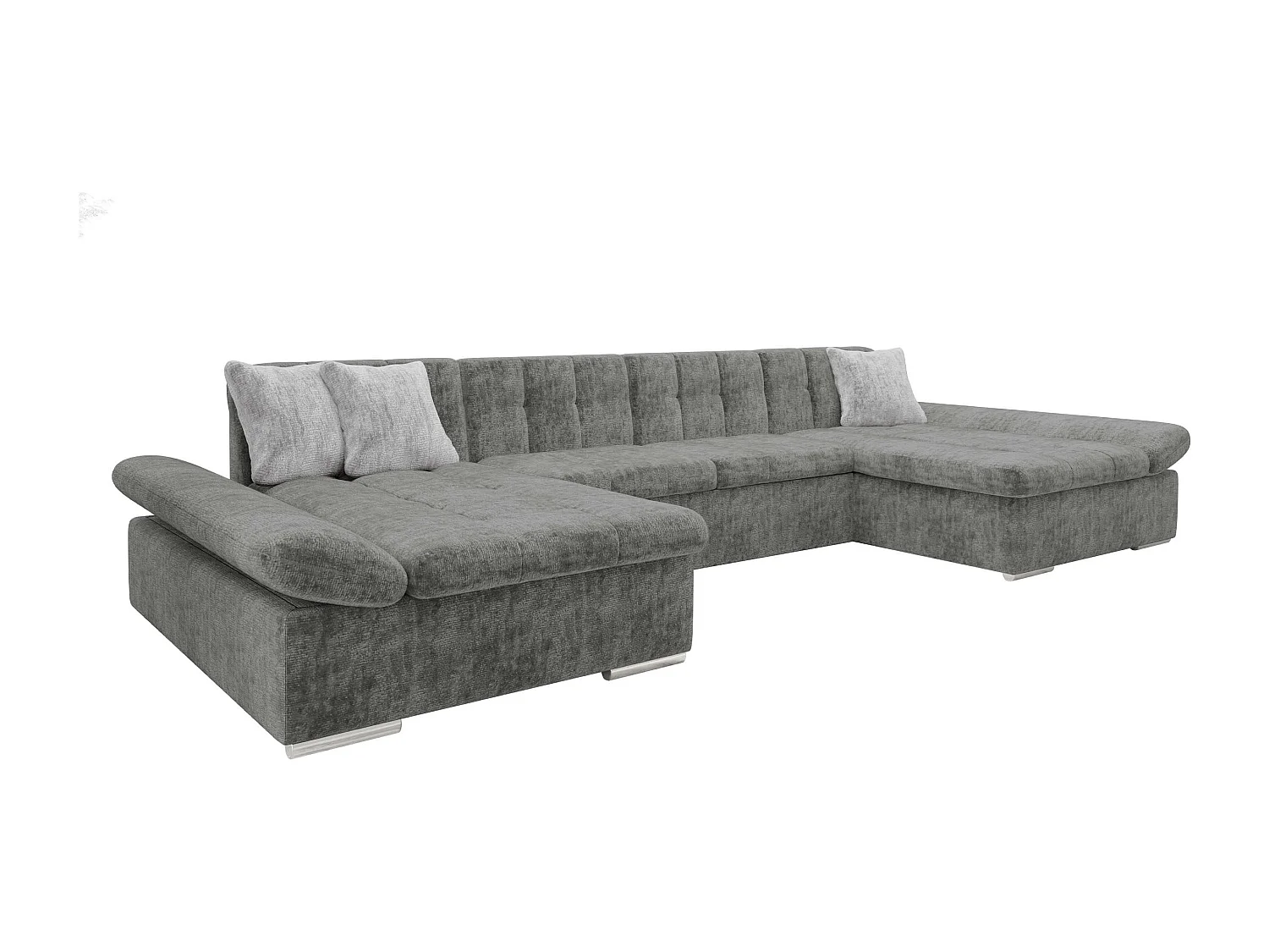 Sofá rinconero Comfivo 240, Gris, Función de descanso, Almacenaje, 360x160x75cm