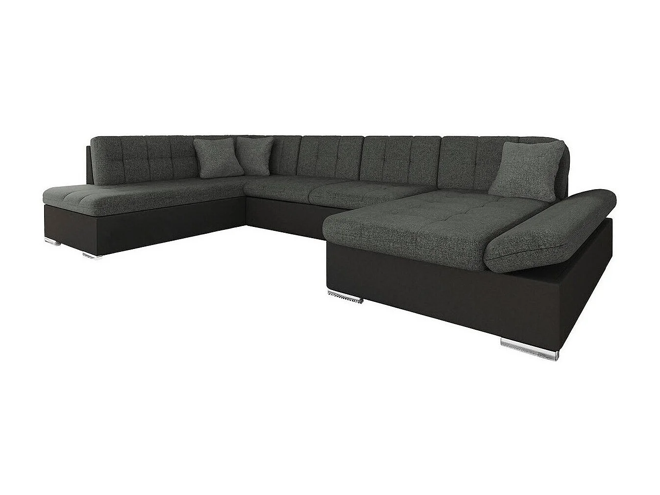 Sofá rinconero Comfivo Tilia, Gris oscuro, Función de descanso, Almacenaje, 345x205x76cm