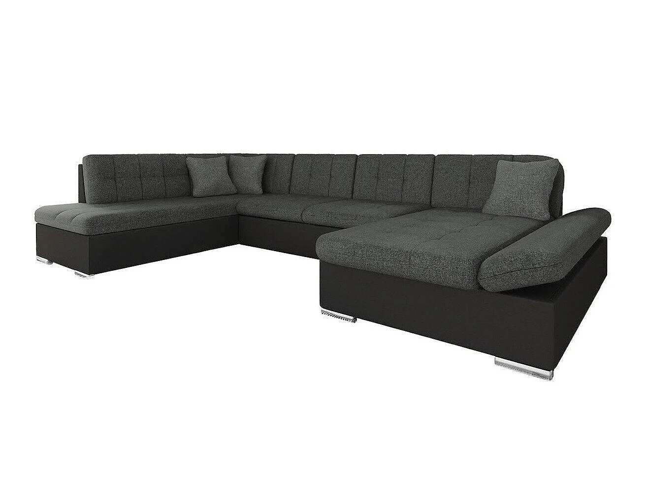 Canapé d'angle convertible 3 places en simili cuir gris