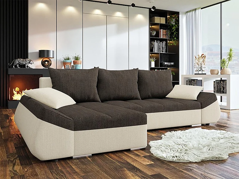 Sofá de canto Memphis 111, Castanho, Funcionalidade de dormir