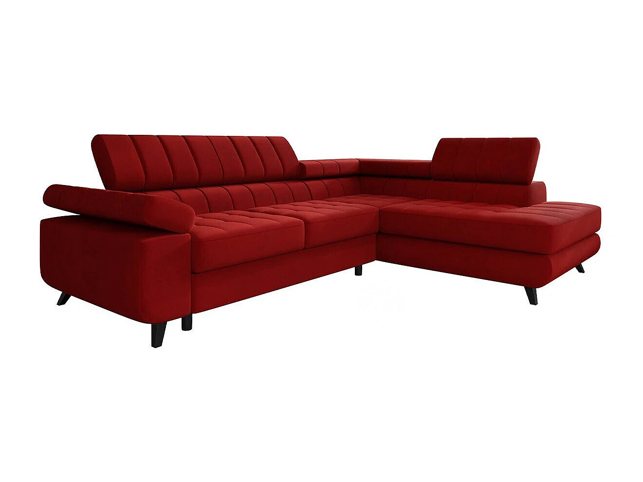 Sofá rinconero Comfivo 207, Rojo, Función de descanso, Almacenaje, 264x203x73cm