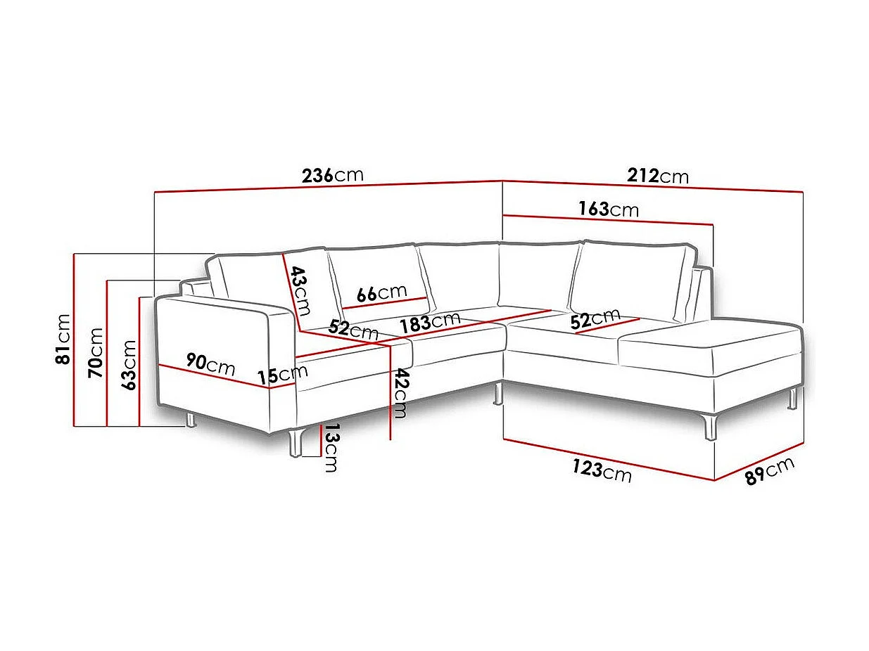 Sofá de canto Providence 140, Branco, Funcionalidade de dormir