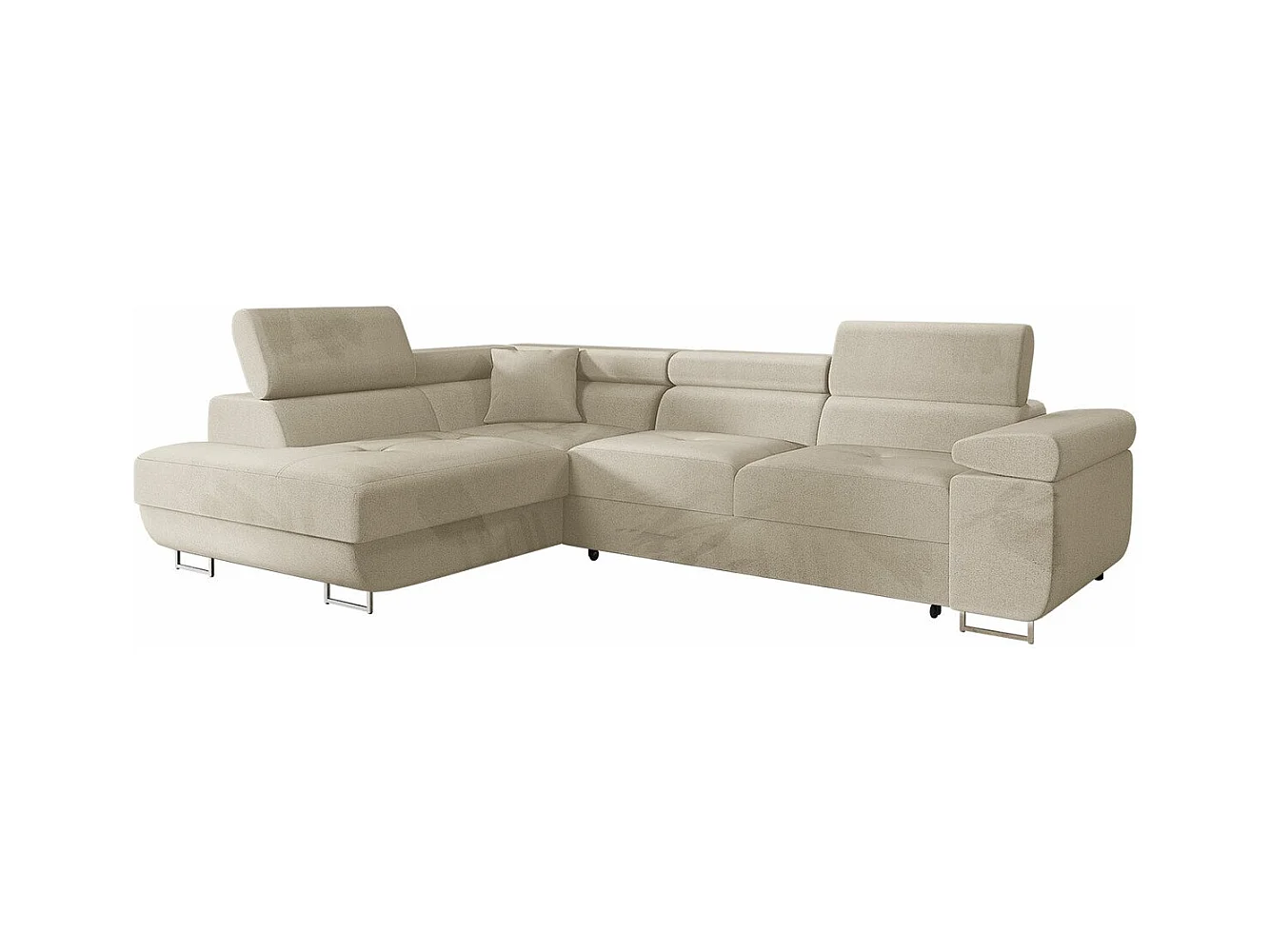 Canapé d'angle Comfivo Eliferu 100, Brun clair, Fonction de couchage, Boîte de literie,