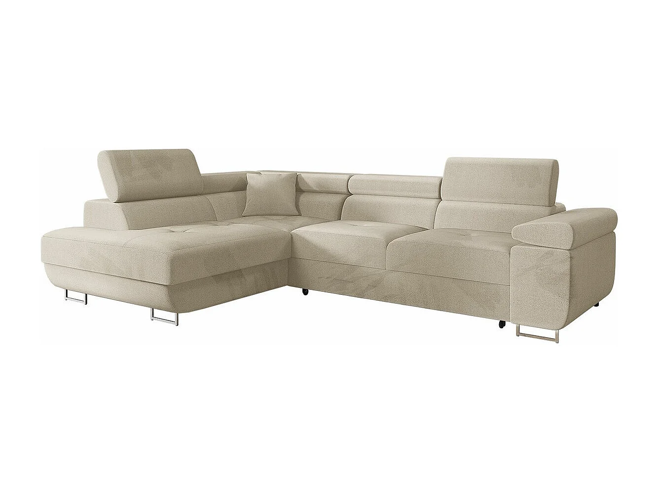 Sofá rinconero Comfivo Eliferu 100, De color marrón claro, Función de descanso, 274x203cm