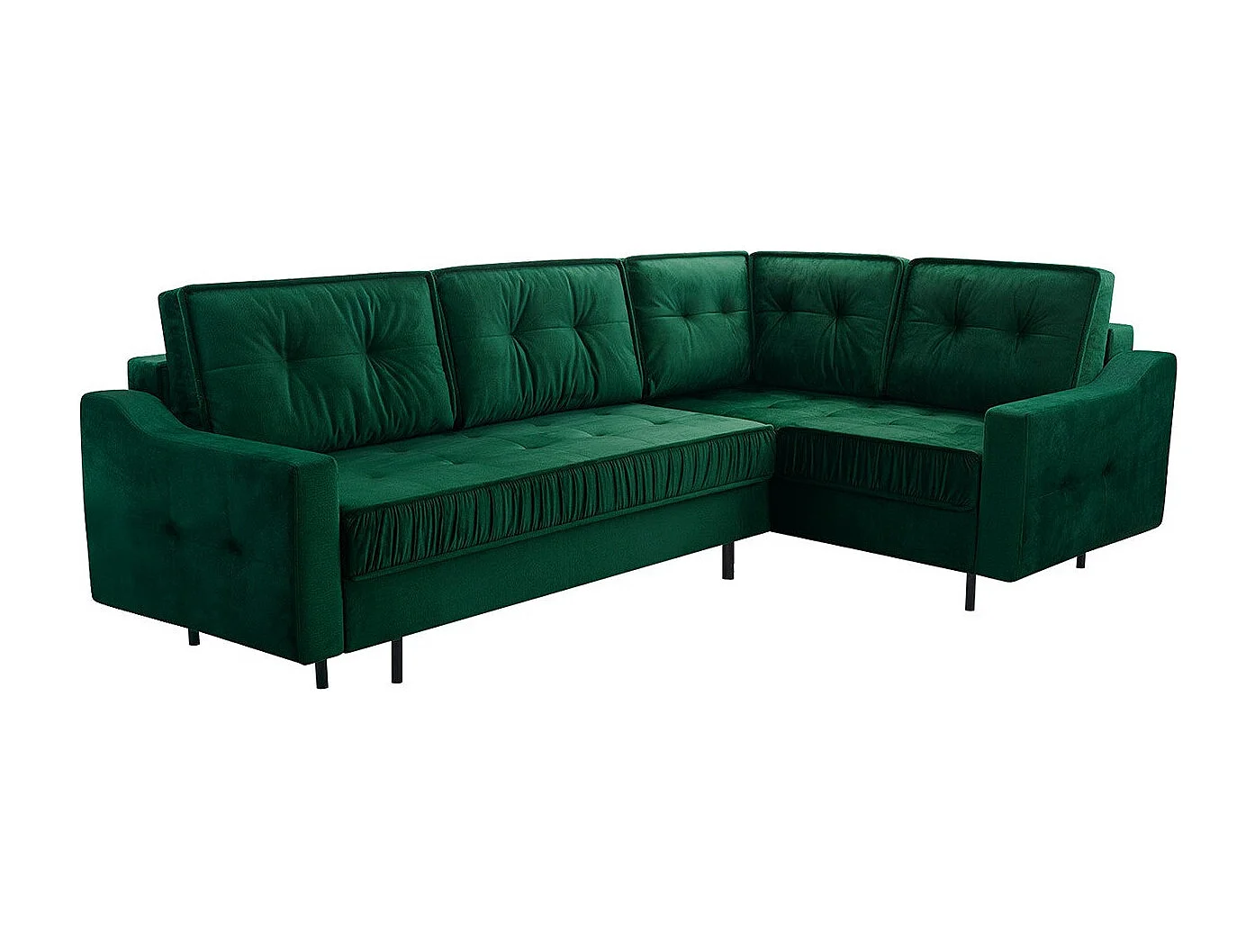 Canapé d'angle Kingsport 115, Vert, Fonction de couchage, Boîte de literie, 289x185x105cm