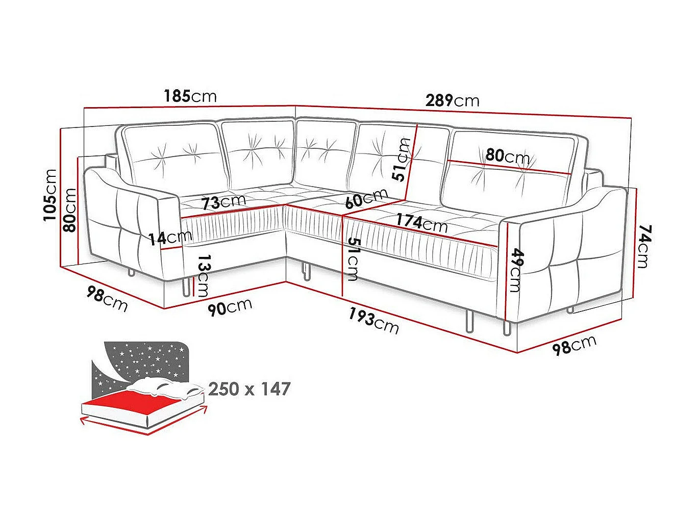 Canapé d'angle Kingsport 115, Vert, Fonction de couchage, Boîte de literie, 289x185x105cm