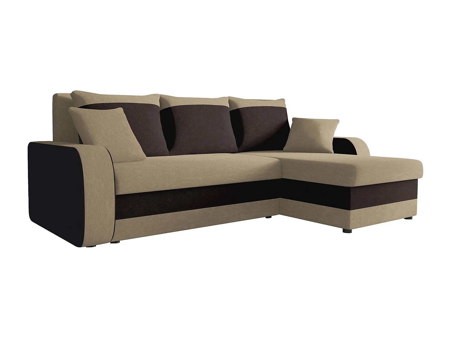 Canapé d'angle Comfivo 203, Brun clair, Fonction de couchage, Boîte de literie, 238x147cm