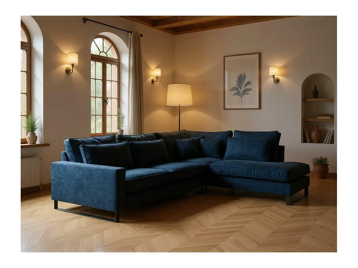 Divano angolare Kingsport 111, Blu, Senza, 314x224x90cm