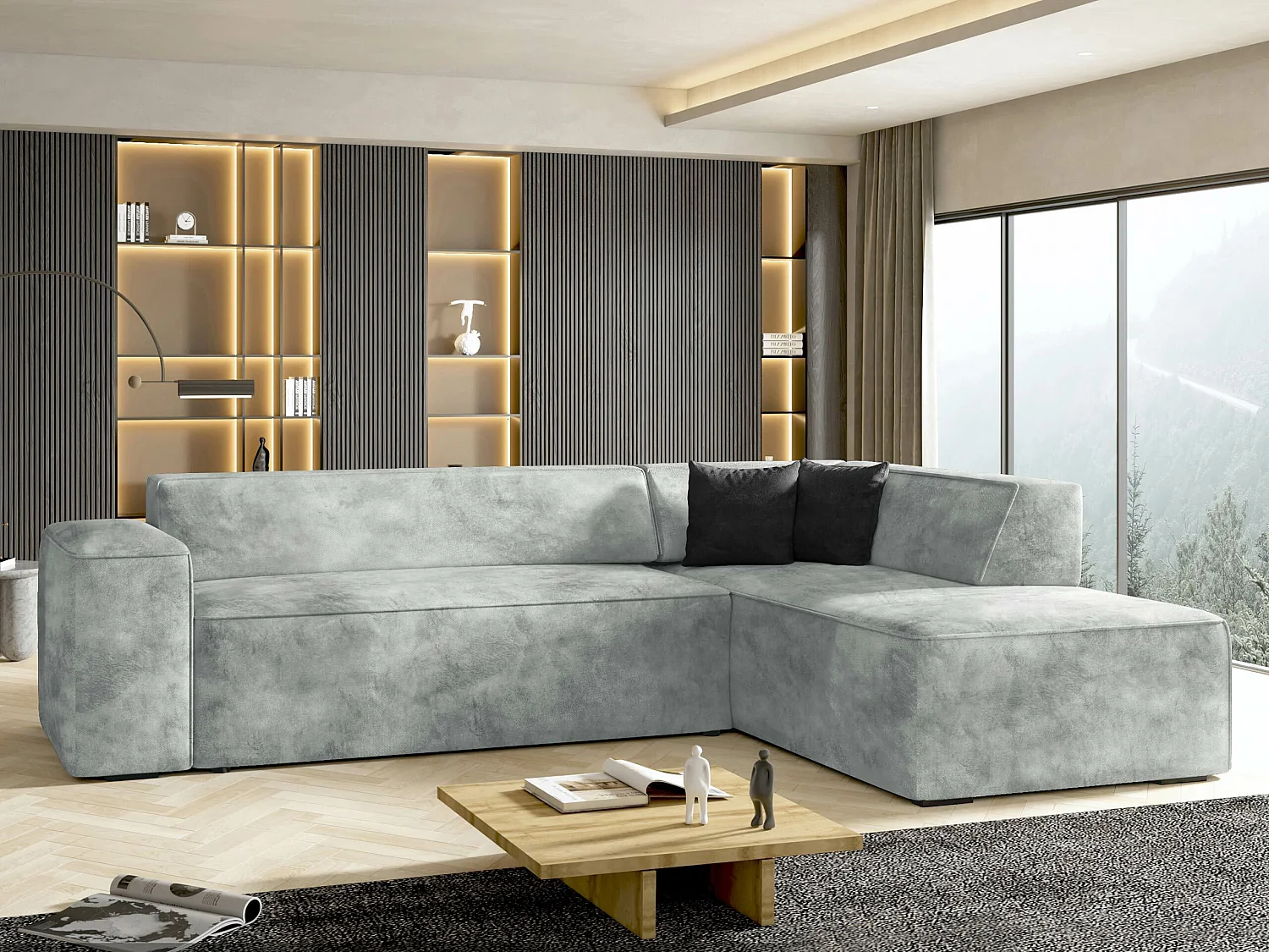 Sofá rinconero Comfivo 289, Gris, 267x205x73cm