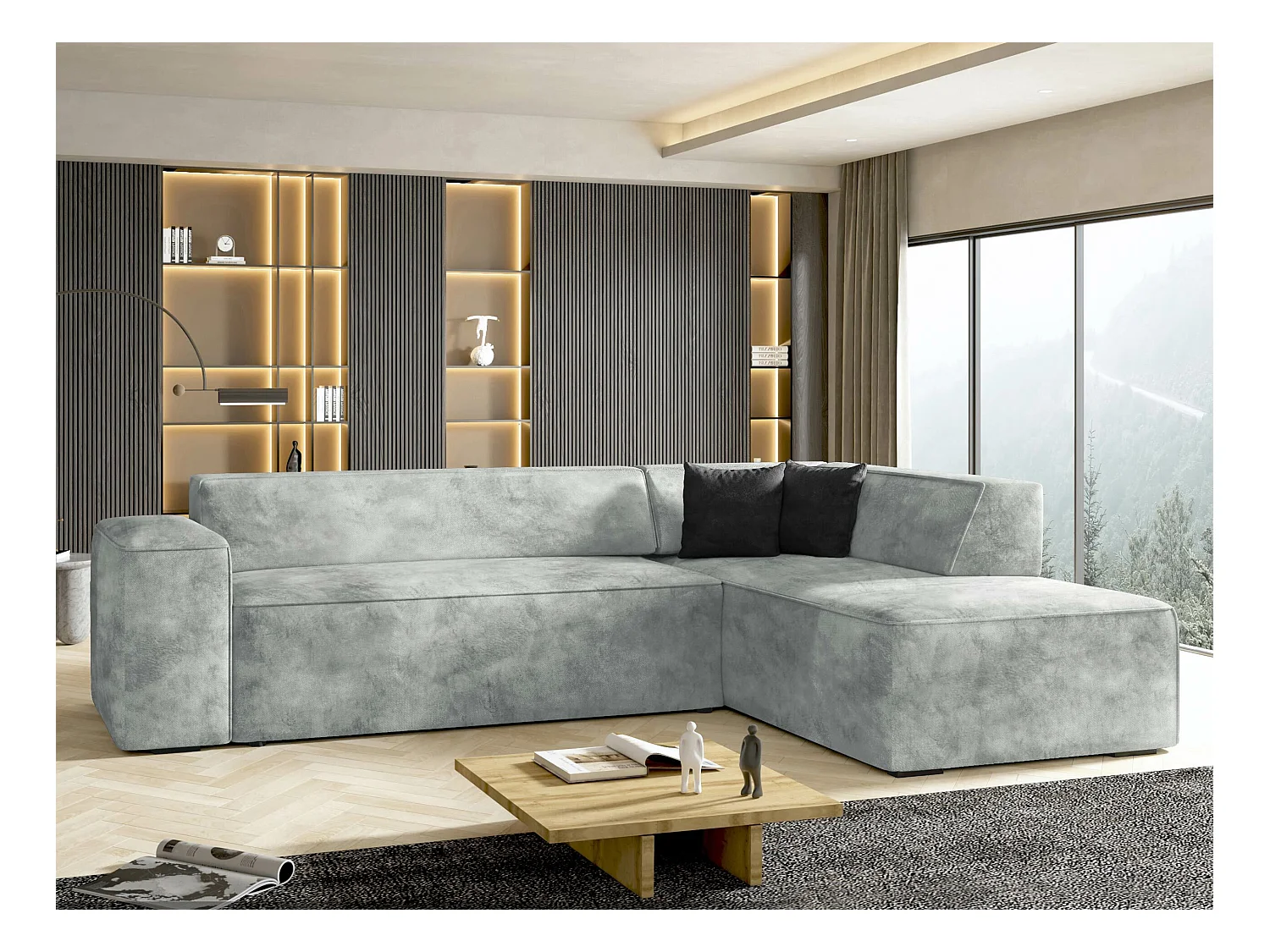 Canapé d'angle Comfivo 289, Gris, 267x205x73cm
