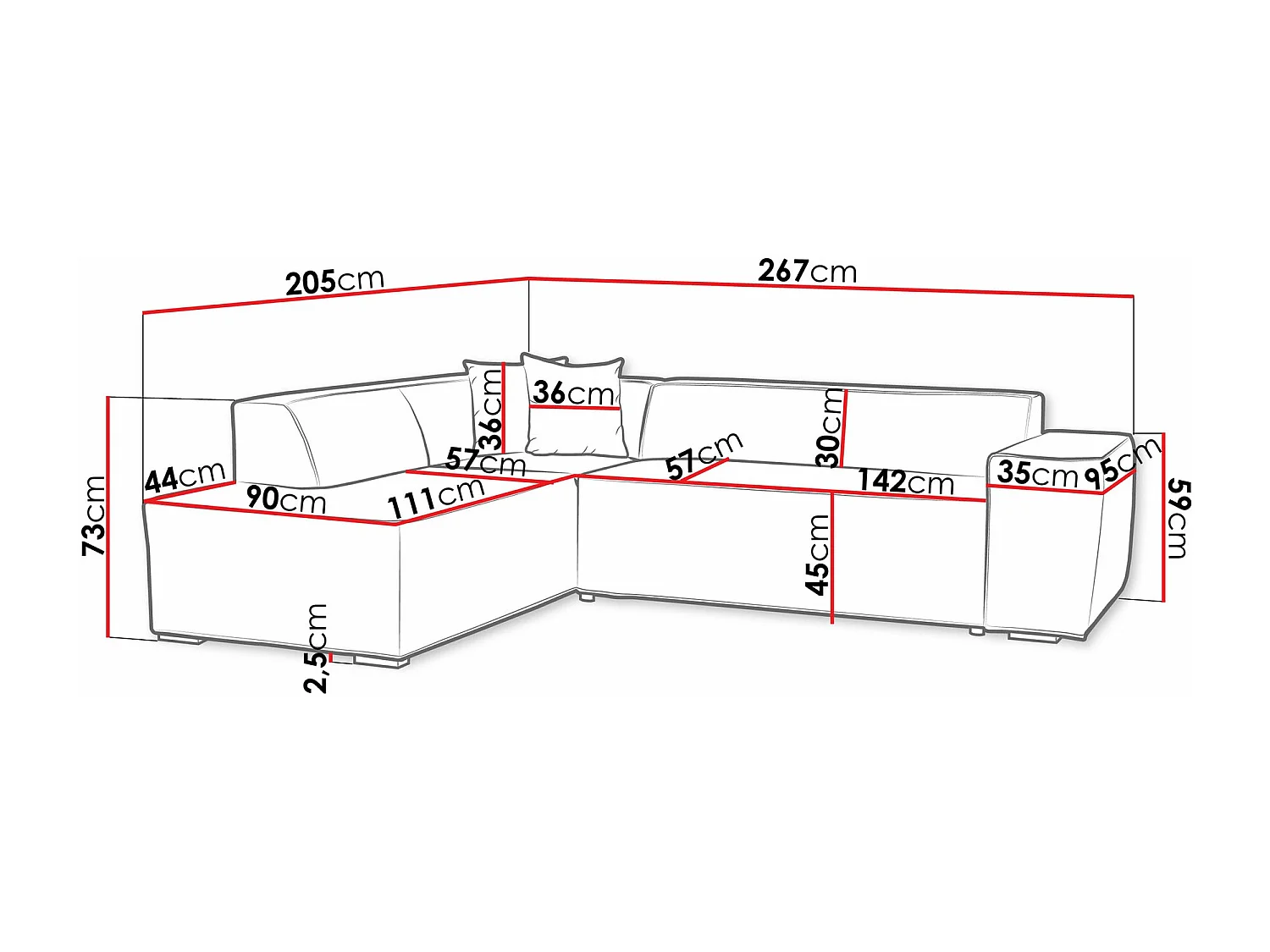 Sofá de canto Comfivo 289, Cinzento, Funcionalidade de dormir