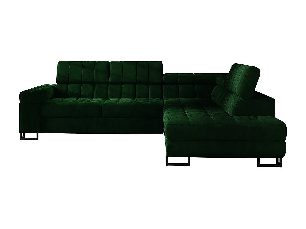 Sofá rinconero Comfivo 232, Verde, Función de descanso, Almacenaje, 271x203x71cm