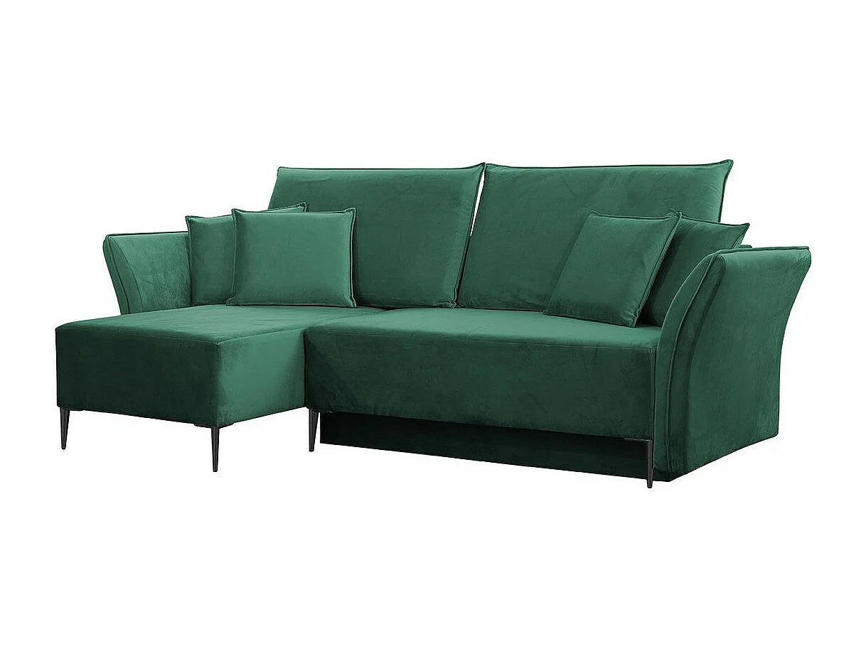 Canapé d'angle Providence 146, Vert, Fonction de couchage, Boîte de literie, 247x142x96cm