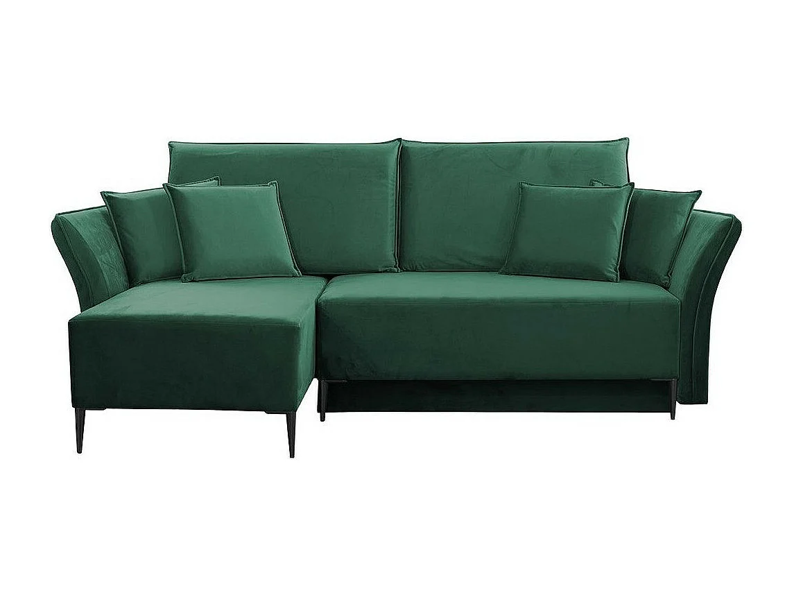 Canapé d'angle Providence 146, Vert, Fonction de couchage, Boîte de literie, 247x142x96cm