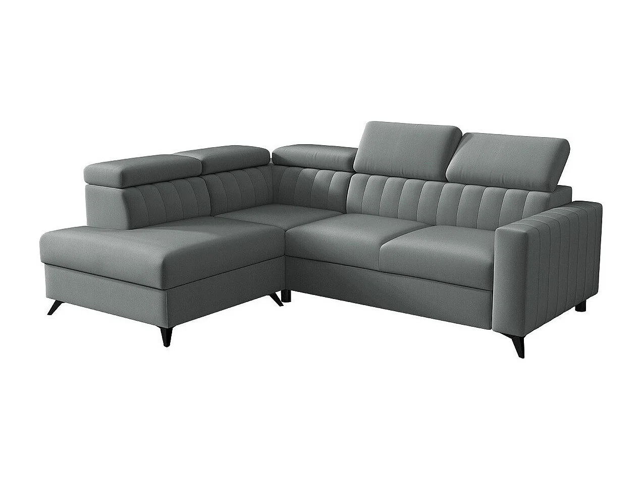 Sofá rinconero Columbus 202, Gris, Función de descanso, Almacenaje, 249x195x80cm