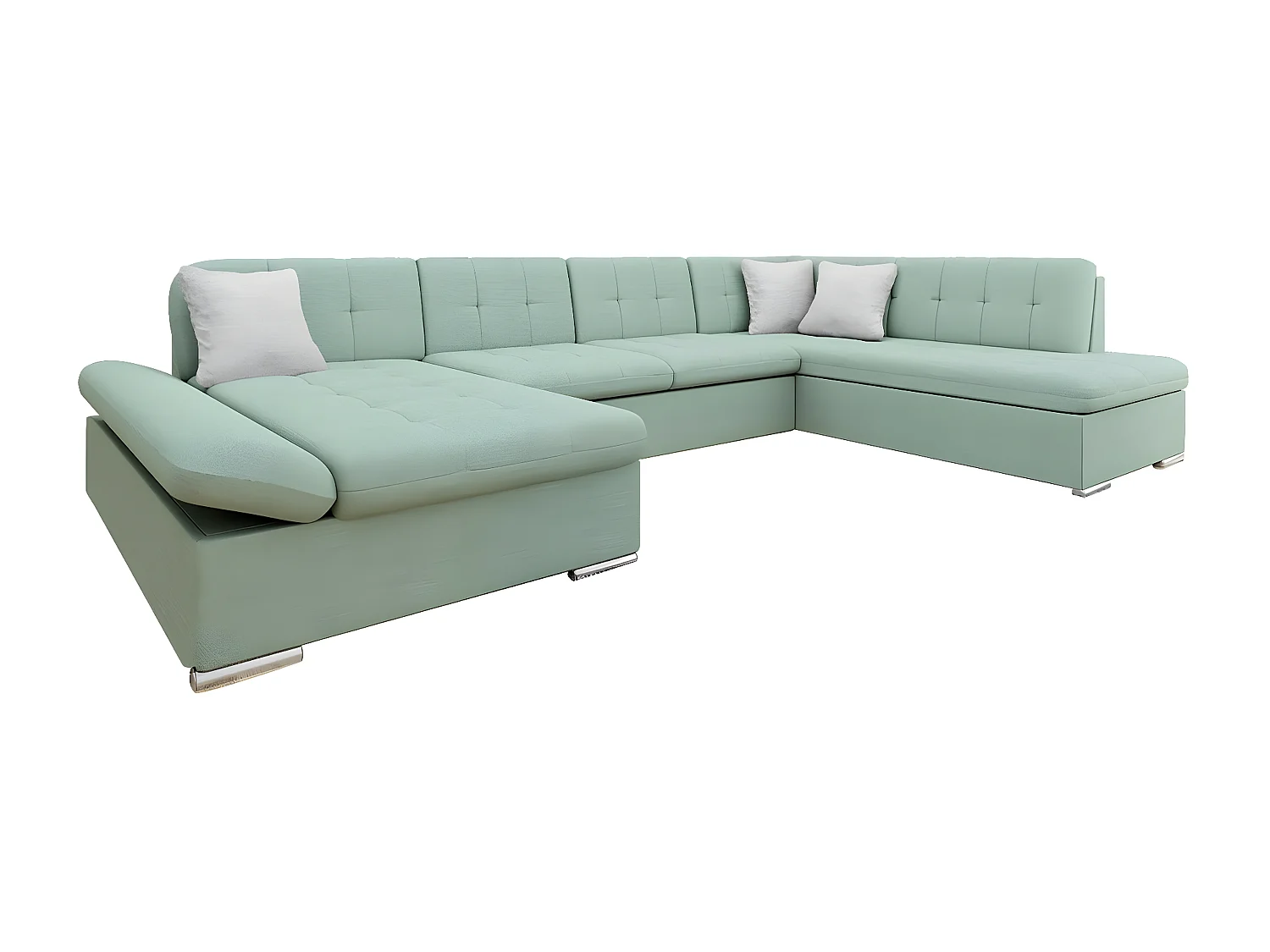 Sofá rinconero Comfivo 173, Turquesa, Función de descanso, Almacenaje, 345x205x76cm