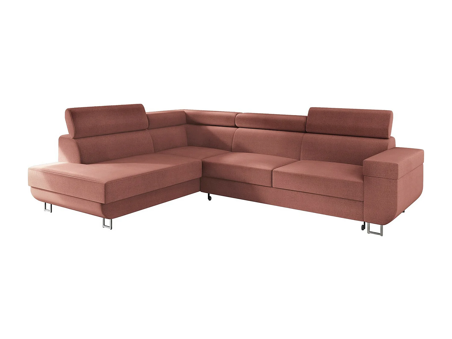 Canapé d'angle Comfivo 306, Rose, Fonction de couchage, Boîte de literie, 253x188x71cm