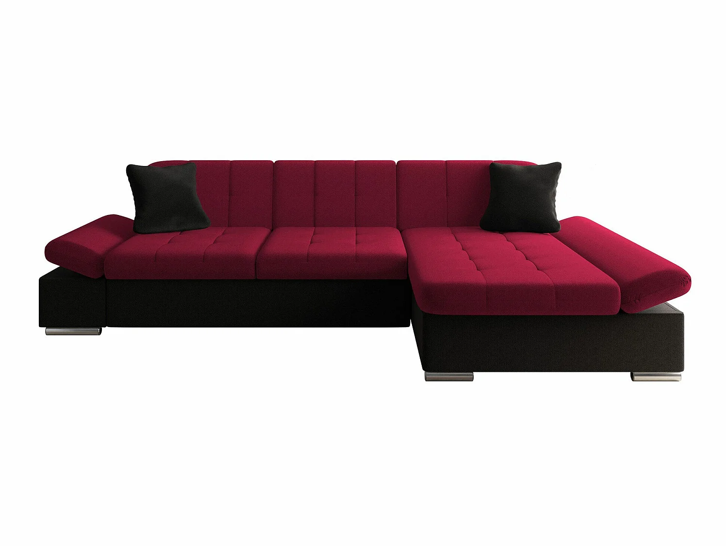 Canapé d'angle 2 places en tissu rouge 278x161x76 cm