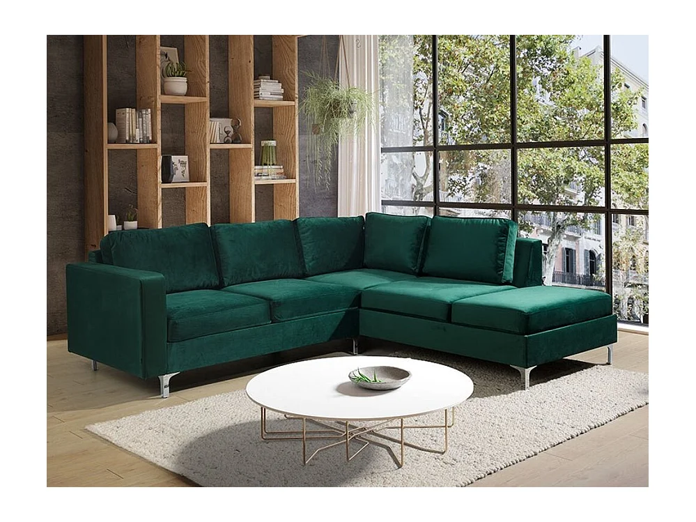 Canapé d'angle Providence 139, Vert, 236x212x81cm
