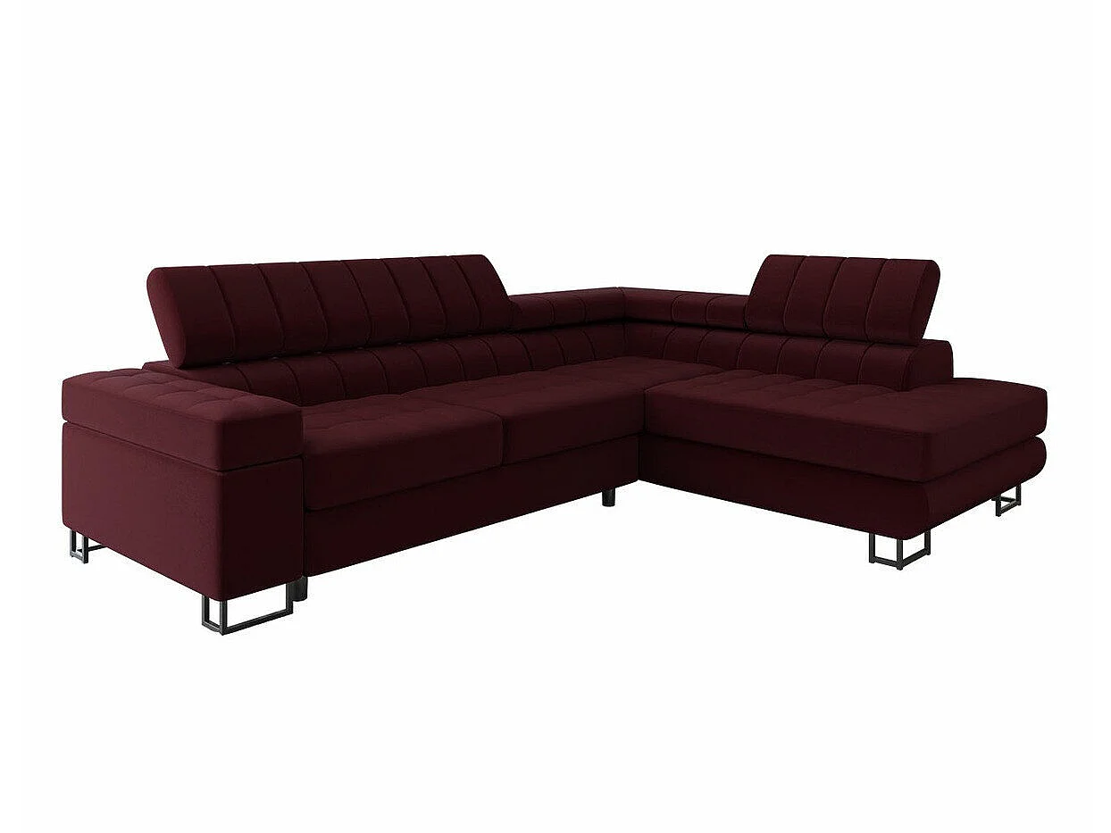Canapé d'angle convertible 3 places en tissu violet 271x203x71 cm